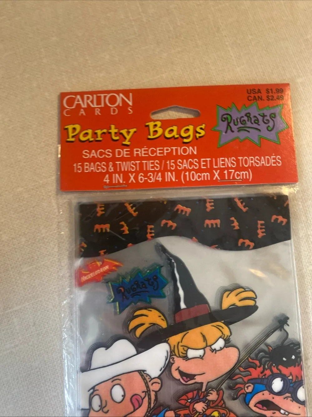 Nickelodeon Nicktoons Rugrats Vintage 1998 Carlton Cards Halloween Party Bags